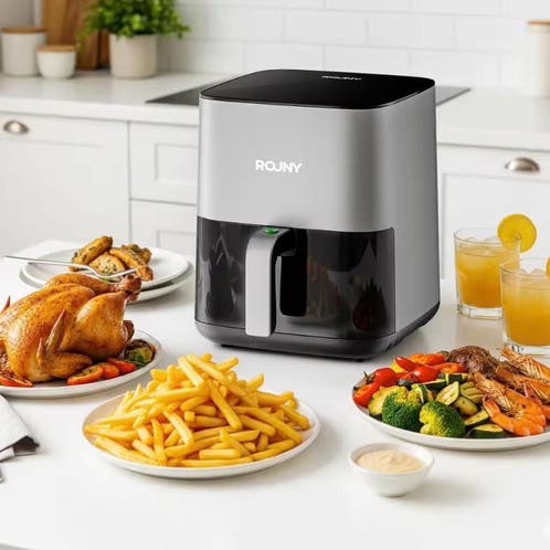 KÝVÖL Heteluchtfriteuse, XXL, 5,7 liter, airfryer met transparant glas