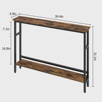 Moderne Smalle Console Tafel met Verstelbare Plank - 100x15c, Verzenden, Nieuw