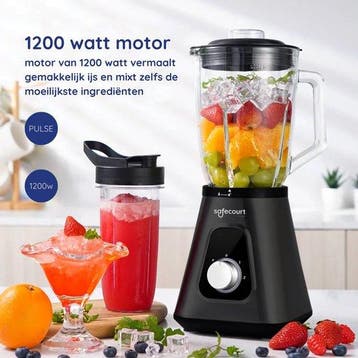 2dekans | Safecourt Kitchen Blender - Krachtige 1200 Watt, Ophalen of Verzenden, Zo goed als nieuw