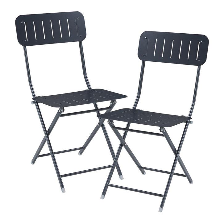 Klapstoel Sande set van 2 tuinstoelen 84,5x42x50 cm zwart [e, Tuin en Terras, Tuinstoelen, Verzenden