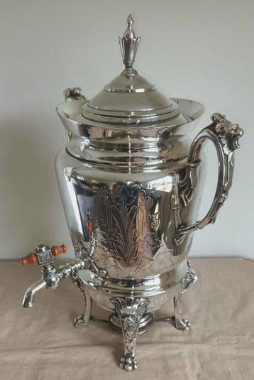 Samovar - Metaal, Verzilverd - Victoriaanse Samovar, Antiek en Kunst