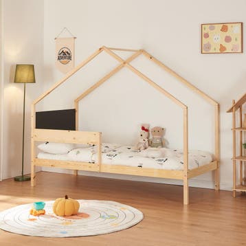 Kinderbed Sodankylä huisbed met onderschuifbed 90x200 cm nat, Verzenden, Nieuw