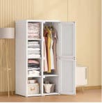 Opvouwbare witte kledingkast met roede en stevig PP-frame, Huis en Inrichting, Kasten | Kledingkasten, Verzenden, Nieuw
