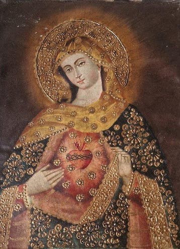 Escuela Cuzqueña (XX) - Cuore immacolato di Maria, Antiek en Kunst, Kunst | Schilderijen | Klassiek