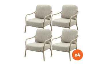Set van 4 - Pisa low-dining tuinstoel - Latte/Naturel, Verzenden, Nieuw, Overige materialen