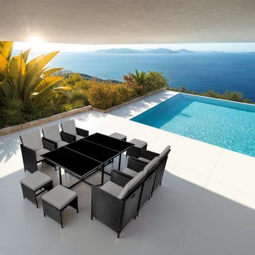 Wicker zitgroep Malaga 6+4+1 met beschermhoes, Verzenden, Nieuw