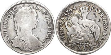 15 Kreuzer 1744 Habsburg Maria Theresia 1740-1780, Verzenden