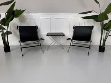 Flexform Timeless Chair Stoel Leer Zwart Citterio, Huis en Inrichting, Stoelen, Ophalen of Verzenden, Zo goed als nieuw, Leer