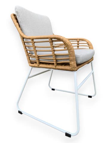 Tuinstoel / Eetstoel Rowie Bamboe inclusief grijze kussens, Tuin en Terras, Tuinstoelen, Ophalen of Verzenden, Nieuw