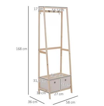 Houten Kapstok met Schoenenrek – 2 Laden, 4 Haken en Plank, Verzenden, Nieuw