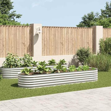 vidaXL Plantenbak verhoogd 320x80x44 cm gegalvaniseerd staal, Verzenden, Nieuw, Metaal, 60 tot 100 cm