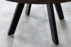 Eettafel IRON CRAFT Ø 120cm rond mangohout taupebruin met, Ophalen of Verzenden, Nieuw