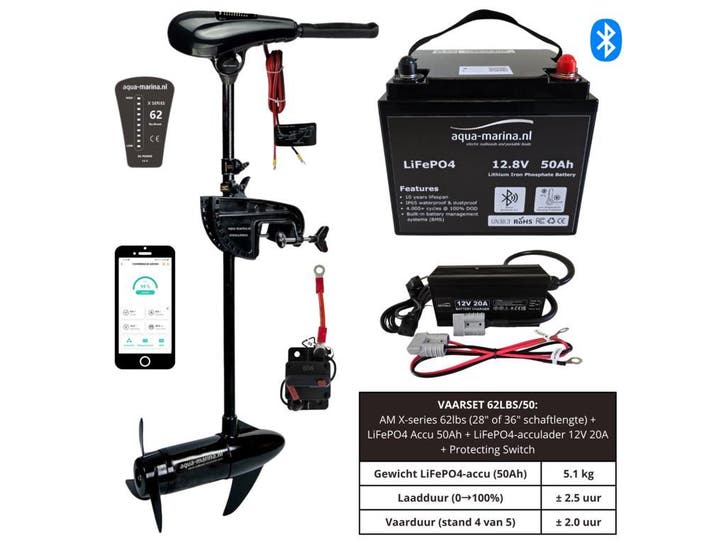 Vaarset 62lbs – Krachtige Fluistermotor en Accu Deal, Watersport en Boten, Buiten- en Binnenboordmotoren, Buitenboordmotor, Minder dan 5 pk