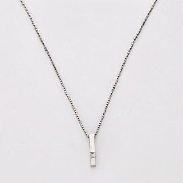 Ketting met hanger - 14 karaat Witgoud Diamant (Natuurlijk)