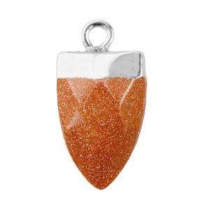 1 x Natuursteen pendel hangers tand Sugar almond brown gl..., Hobby en Vrije tijd, Kralen en Sieraden maken, Bedel, Nieuw, Ophalen of Verzenden