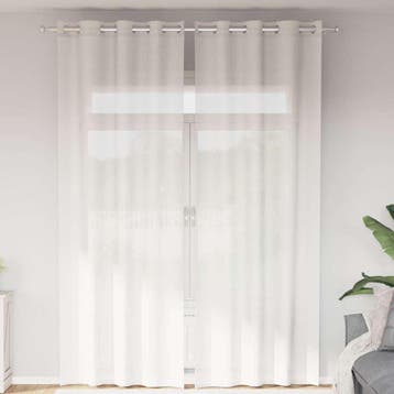 vidaXL Gordijnen voile met doorvoertules 2 st wit, Verzenden, Nieuw, Wit