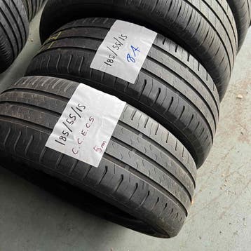 2 x Continental EcoContact 5 185-55-15 Zomerbanden 5mm, Gebruikt, 15 inch, Band(en), Personenwagen