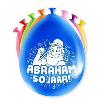 Party Ballonnen Abraham 50 Jaar - 8 Stuks, Ophalen of Verzenden, Nieuw