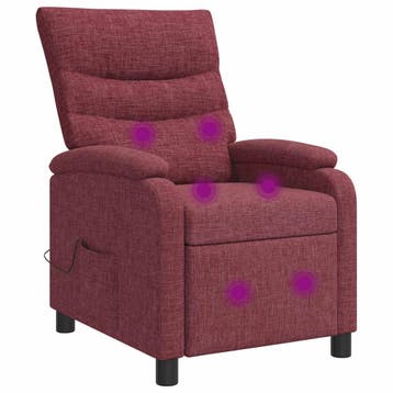vidaXL Massage Recliner Wijnrood Stof, Verzenden, Nieuw