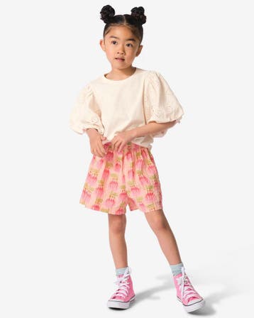 HEMA Kindershort comfy fit jersey taartjes lichtroze, Verzenden, Nieuw