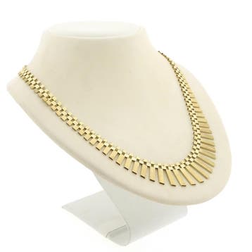 Gouden gematteerde Cleopatra collier (Ketting), Ophalen of Verzenden, Gebruikt, Goud, Goud