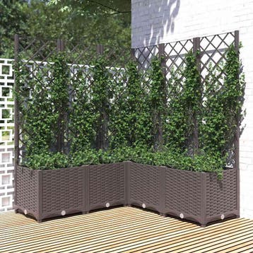 vidaXL Plantenbak met latwerk 120x120x136 cm polypropeen, Verzenden, Nieuw, 100 cm of meer, 60 cm of meer