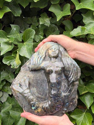 XXL Labradoriet edelsteen Zeemeermin sculptuur –