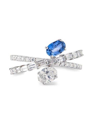 Zonder minimumprijs - Statement ring - 14 karaat Witgoud -