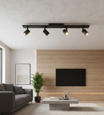 Landelijke Metalen Highlight Halo Plafondlamp - 4-Lichts, Ophalen of Verzenden, Zo goed als nieuw, Metaal