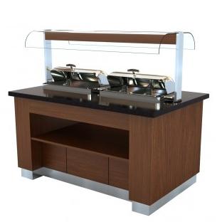 Warm buffet van wengéhout | GN 2x 1/1 Combisteel, Verzenden, Nieuw in verpakking