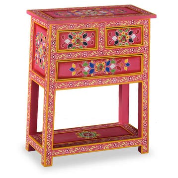 vidaXL Dressoir met lades handgeschilderd massief mangohout, Verzenden, Nieuw, Overige houtsoorten, Minder dan 50 cm