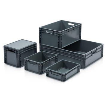 Stapelbak, 600x400x220 mm, euronorm, grijs pp, nieuw, Zakelijke goederen, Kantoor en Winkelinrichting | Magazijn, Stelling en Opslag