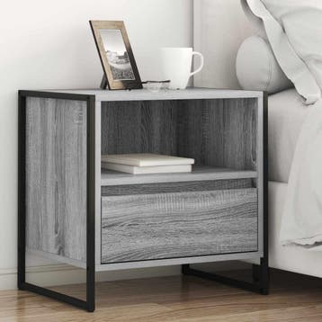 vidaXL Nachtkastje Grijs Sonoma 50 x 39,5 x 50 cm Bewerkt, Minder dan 45 cm, Verzenden, Nieuw, Minder dan 55 cm