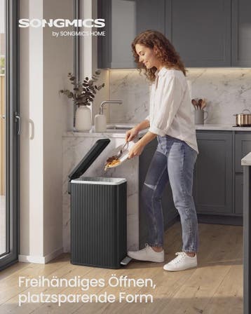Songmics Keuken Pedaalemmer 50L - Stijlvol RVS met Soft Clos, Verzenden