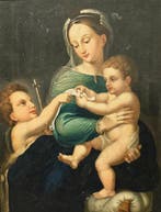 Da Raffaello Sanzio (XIX) - Madonna col Bambino e San