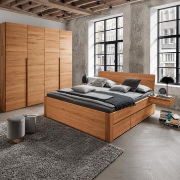 Forestales Cleveland Massief Eiken Houten Bed met Lades 55CM, Nieuw