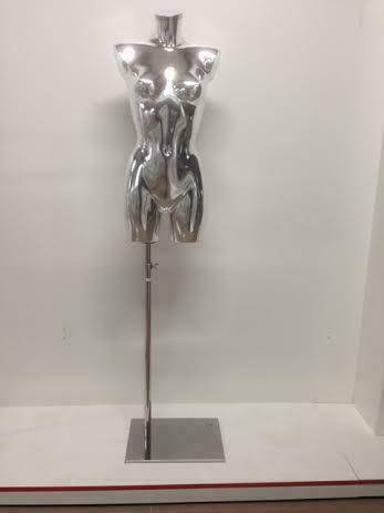 NIEUWE chromen zilveren  dames torso paspoppen buste, Ophalen