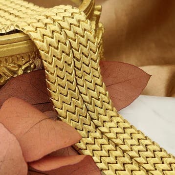 Vintage gouden brede schakelarmband, Ophalen of Verzenden, Gebruikt, Goud, Goud