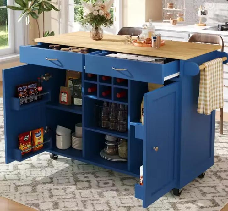 Keukeneiland met Wijnrek &amp; Opbergruimte – 102x45x92 cm, Huis en Inrichting, Keuken | Keukenelementen, Nieuw, Verzenden
