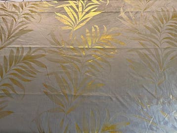 san leucio - Luxe fluwelen zijde beige met palmen in