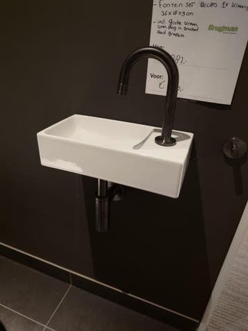 Fonteintje wit met grohe fonteinkraan gunmetal - 0023, Ophalen, Nieuw, Wastafel