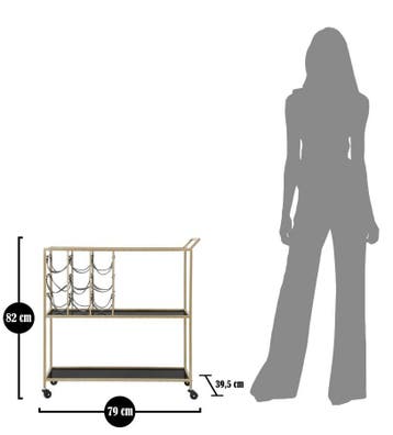 TROLLEY ZWART TOUW CM 79X39,5X82 - 1425320000, Ophalen of Verzenden, Nieuw