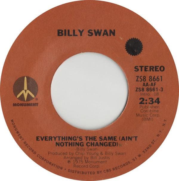 Single vinyl / 7 inch - Billy Swan - Everythings The Sam..., Cd's en Dvd's, Vinyl Singles, Zo goed als nieuw, 7 inch, Rock en Metal