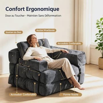 Opvouwbare Corduroy Sofa Bed met Geheugen Spons - Multifunct, Huis en Inrichting, Verzenden, Nieuw