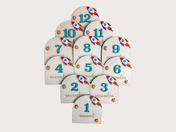 Baby Maand Mijlpalen - Ruimte - Handgeschilderd (Cadeaus), Ophalen of Verzenden, Nieuw