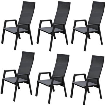 Nancy dining tuinstoel verstelbaar antraciet textileen  set, Ophalen of Verzenden, Nieuw, Aluminium