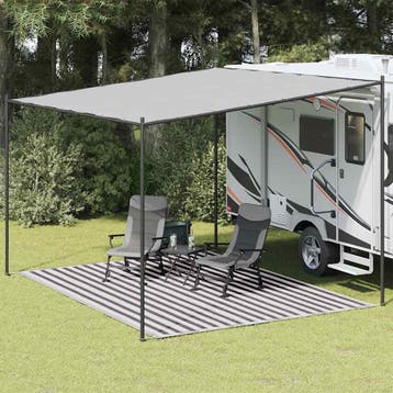 vidaXL Tenttapijt 300x400 cm antracietkleurig en wit, Caravans en Kamperen, Verzenden, Nieuw