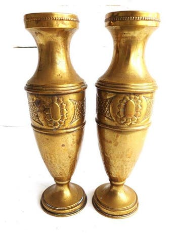 Villedieu - Vaas - Verguld messing, Gegoten messing