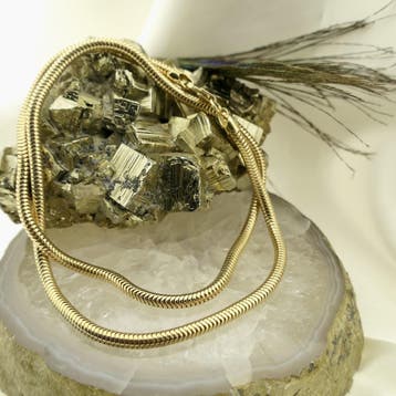 Gouden slangenschakel ketting, Ophalen of Verzenden, Gebruikt, Goud, Goud