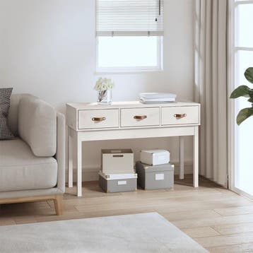 vidaXL Wandtafel 114x40x75 cm massief grenenhout wit, Verzenden, Nieuw, 60 cm of meer